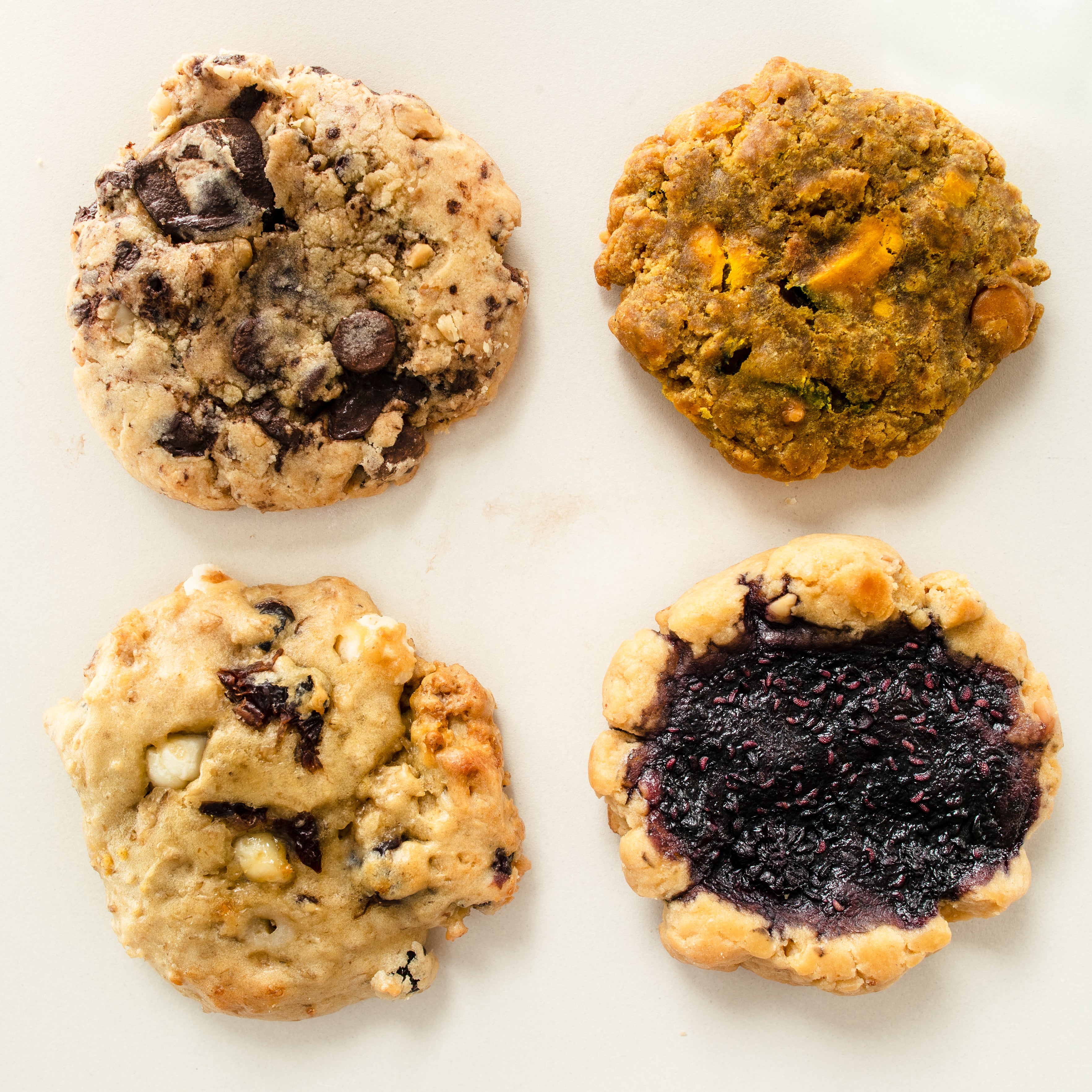 4 pieces of Stay Real Food Inc's Healthy-ish Cookies placed flat on a surface for a balance, not perfection.